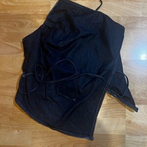 Fashion Nova Dark Blue Denim Halter Top